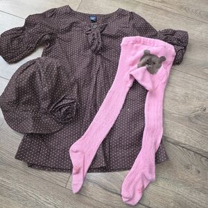 GAP Brown and Pink Polka Dot Toddler Dress